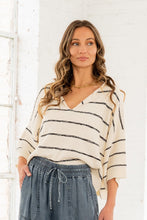 Load image into Gallery viewer, Sew in Love Textured Knit Striped Sweater in Cream/Black