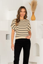 Load image into Gallery viewer, Sew in Love Contrasting Color Striped Knit Top in Taupe/Black