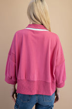Load image into Gallery viewer, GiGio OVERSIZED Terry Knit Top with Contrasting Stripe in Rose Gold