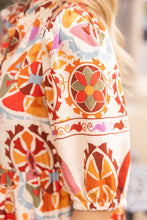 Load image into Gallery viewer, VOY Boarder Print Midi Dress in Orange