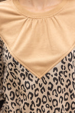 Load image into Gallery viewer, VOY Solid and Leopard Print French Terry Top in Brown