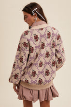 Load image into Gallery viewer, Listicle Jacquard Bow and Flower Pattern Knit Sweater in Taupe