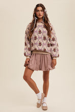 Load image into Gallery viewer, Listicle Jacquard Bow and Flower Pattern Knit Sweater in Taupe