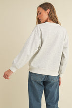 Load image into Gallery viewer, Cloud Ten Sweatshirt with Velvet Bow Patch on Front in Heather Grey