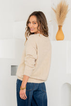 Load image into Gallery viewer, Sew in Love Knit Sweater with Multi Color Sequins and Metallic Thread in Beige