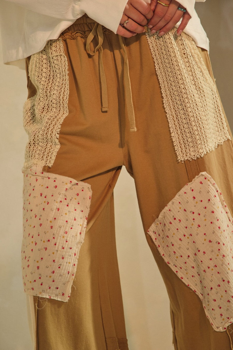 Oddi Knit Pants with Patchwork Details in Dijon – June Adel
