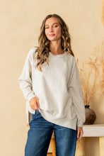 Load image into Gallery viewer, Sew in Love French Terry Knit Top with Contrasting Ribbed Panels in Oatmeal
