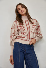 Load image into Gallery viewer, FATE Abstract and Floral Print Jacquard Knit Sweater in Mauve