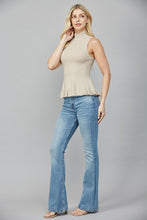 Load image into Gallery viewer, FATE Ribbed Knit Sleeveless Peplum Sweater in Taupe