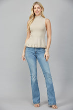 Load image into Gallery viewer, FATE Ribbed Knit Sleeveless Peplum Sweater in Taupe