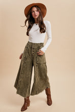Load image into Gallery viewer, AnnieWear Frayed Hem Corduroy Cropped Wide Leg Pants in Olive