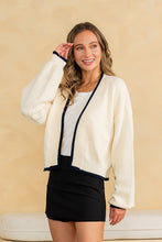 Load image into Gallery viewer, Sew in Love Open Front Sweater knit Cardigan in Oatmeal/Black