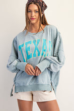 Load image into Gallery viewer, ee:some OVERSIZED Snow Washed "TEXAS" Sweatshirt in Dusty Blue
