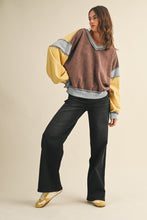 Load image into Gallery viewer, AnnieWear Mineral Washed Color Block Top in Brown Multi