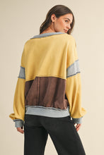 Load image into Gallery viewer, AnnieWear Mineral Washed Color Block Top in Brown Multi