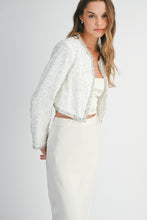 Load image into Gallery viewer, MABLE Beaded Lace Applique Bolero Jacket in Off White
