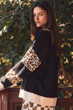 Load image into Gallery viewer, Oddi OVERSIZED Color Block Top with ROAR Letter patched Front in Black Leopard