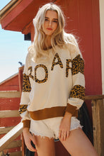 Load image into Gallery viewer, Oddi OVERSIZED Color Block Top with ROAR Letter patched Front in Ivory Leopard