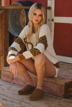 Load image into Gallery viewer, Oddi OVERSIZED Color Block Top with ROAR Letter patched Front in Ivory Leopard