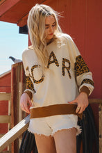 Load image into Gallery viewer, Oddi OVERSIZED Color Block Top with ROAR Letter patched Front in Ivory Leopard