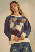 Load image into Gallery viewer, Oddi Mixed Hear Applique Knit Top in Navy Multi