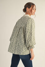 Load image into Gallery viewer, Jodifl Boho Leaf Print Top in Sage