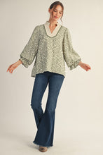 Load image into Gallery viewer, Jodifl Boho Leaf Print Top in Sage