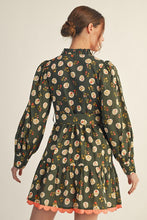 Load image into Gallery viewer, Jodifl Scallop Edge Detail Button Down Floral Dress in Olive
