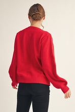 Load image into Gallery viewer, Jodifl Solid Color Knit Sweater with Teddy Bear Front in Red
