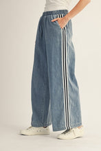 Load image into Gallery viewer, Jodifl Lightweight Washed Denim Pants with Banded Side Strip in Denim