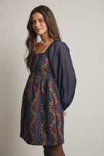 Load image into Gallery viewer, Forte Quilted Floral Embroidery Mini Dress in Midnight Indigo