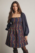 Load image into Gallery viewer, Forte Quilted Floral Embroidery Mini Dress in Midnight Indigo