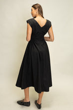 Load image into Gallery viewer, Heyson Side Panel V-Neck Back Midi Dress in Black