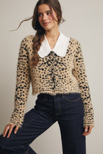 Load image into Gallery viewer, Forte CROPPED Fuzzy Leopard Button up Cardigan in Taupe