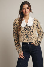 Load image into Gallery viewer, Forte CROPPED Fuzzy Leopard Button up Cardigan in Taupe