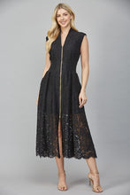 Load image into Gallery viewer, FATE Front Zip Lace Midi Dress in Black