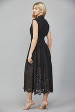 Load image into Gallery viewer, FATE Front Zip Lace Midi Dress in Black