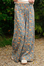 Load image into Gallery viewer, TRENDiLiTY Mineral Washed Floral Denim Wide Leg Pants in Denim