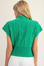 Load image into Gallery viewer, ee:some Diamond/Cable Knit Cap Sleeve Sweater in Kelly Green