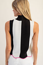 Load image into Gallery viewer, ee:some Striped Scalloped Hem Sleeveless Sweater in Black
