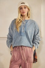 Load image into Gallery viewer, Sage+Fig Rustic Charm and Plaid Contrast Top in Blue