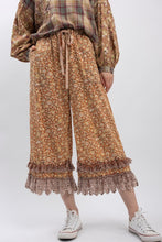 Load image into Gallery viewer, BlueVelvet Floral Print Pants with Lace Trim in Rust