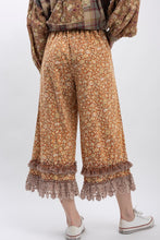 Load image into Gallery viewer, BlueVelvet Floral Print Pants with Lace Trim in Rust