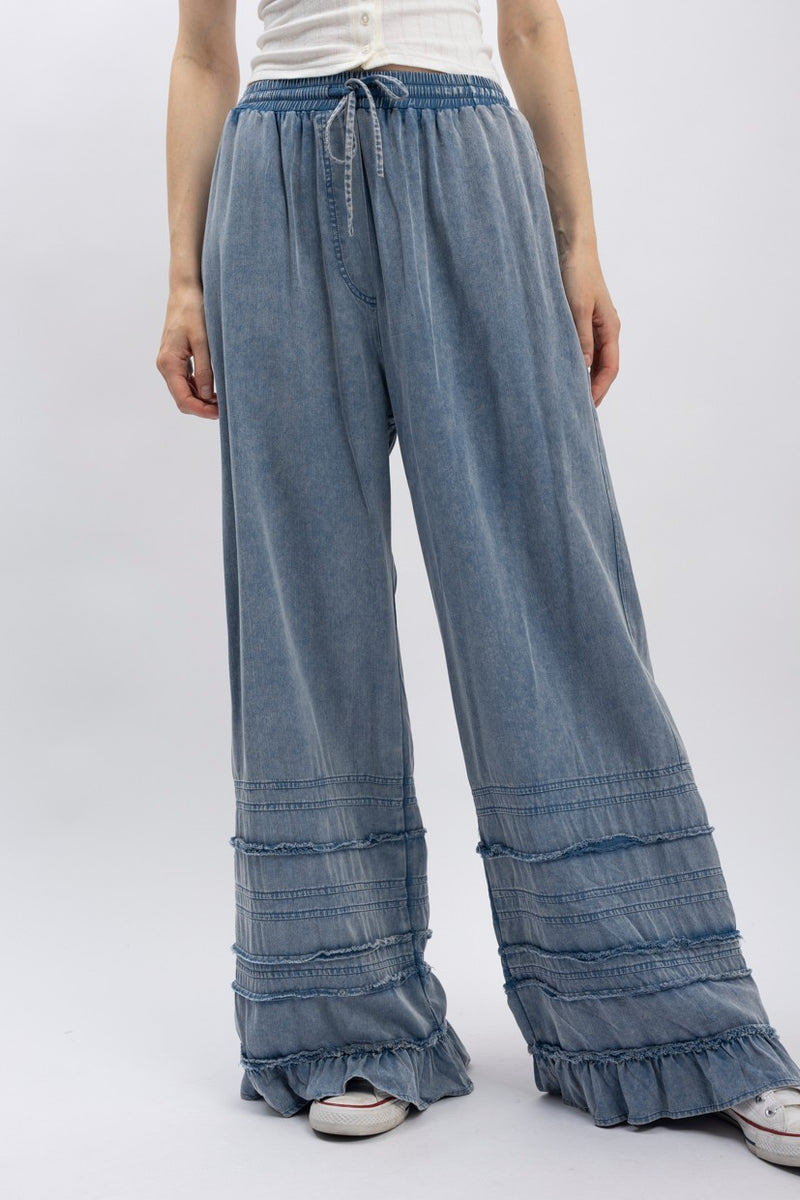 BlueVelvet Tiered Ruffled Wide Leg Pants in Denim – June Adel