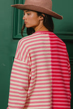 Load image into Gallery viewer, BiBi Striped Ribbed Textured Top in Red/Pink Combo