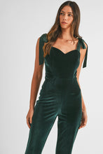 Load image into Gallery viewer, MABLE FITTED Velvet Jumpsuit in Hunter Green