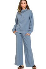 Load image into Gallery viewer, Ribbed Pullover Top and Pants Set in Dusty Blue