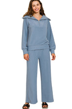 Load image into Gallery viewer, Ribbed Pullover Top and Pants Set in Dusty Blue