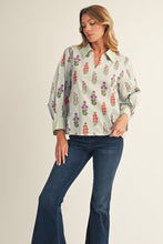 Load image into Gallery viewer, Jodifl Contrasting Floral and Striped Top in Mint