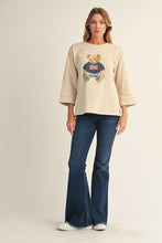 Load image into Gallery viewer, Jodifl Teddy Bear Print Casual Top in Oatmeal